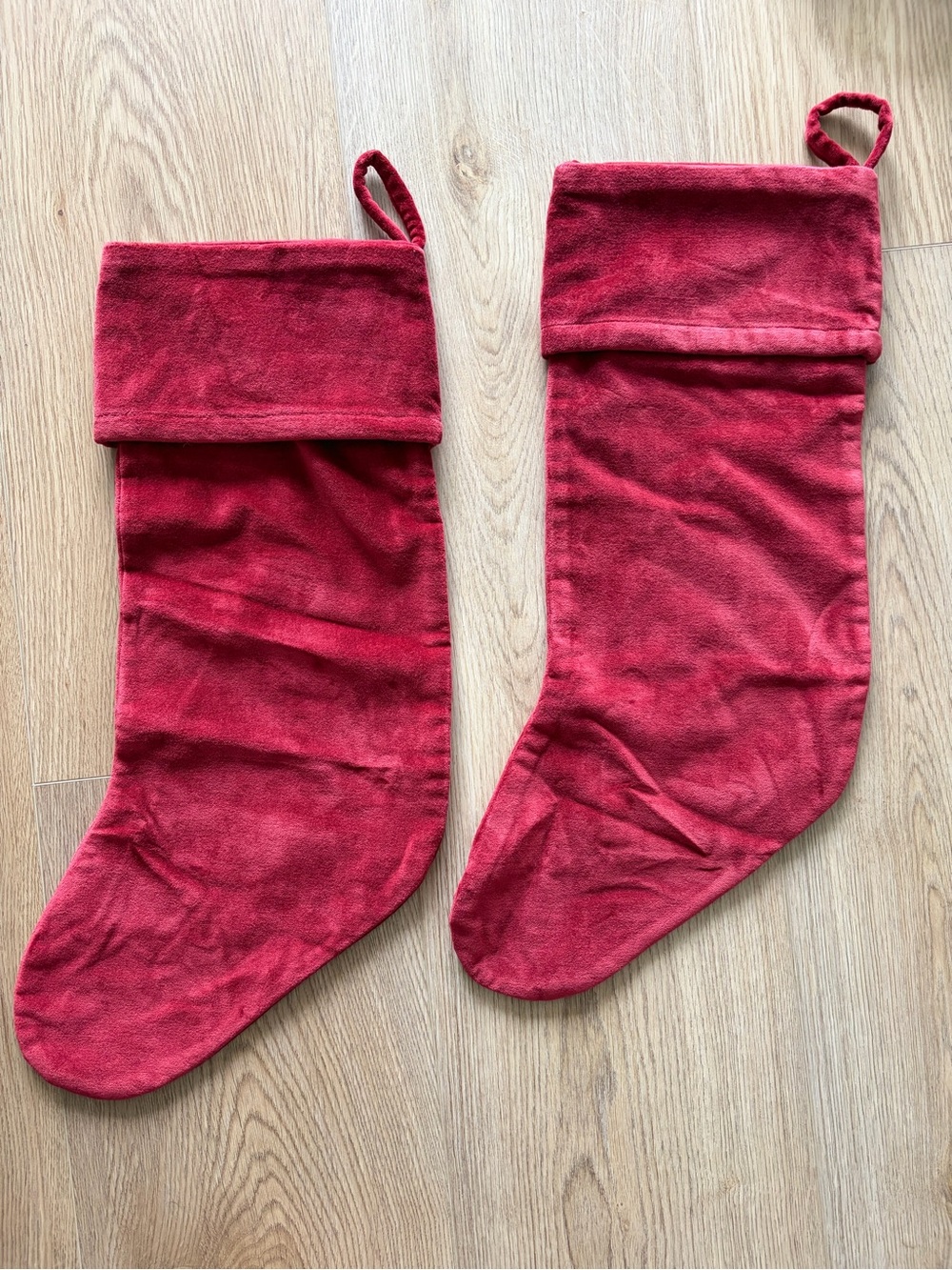 CB2 Flake Red Velvet Christmas Stocking